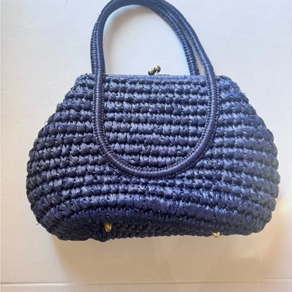 Vintage‎ 1950s 1960s Handbag Purse Cellophane straw made  in Japan
